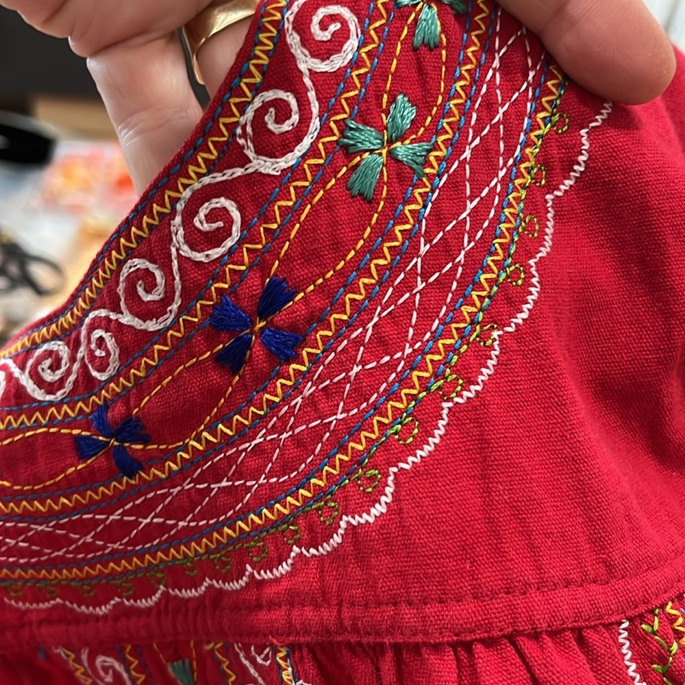 Vintage Red Embroidered Peasant Tunic - Picture 8 of 8